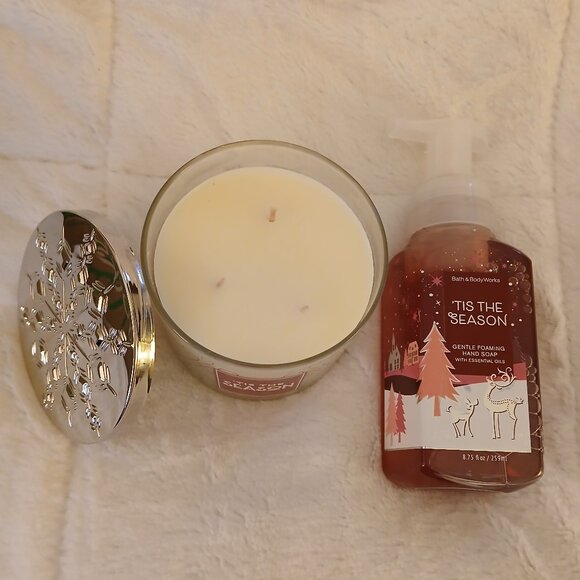 Bath & Body Works Tis the Season 3-wick candle and foam hand soap - Picture 2 of 5